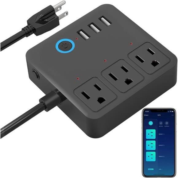 Smart Power Strip, 3 USB Ports and 3 Individually Controlled Smart Outlets, WiFi - Picture 1 of 6